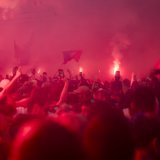 Euphorie en ville de Bâle après le 21e titre de champion du FCB. KEYSTONE/TIL BUERGY